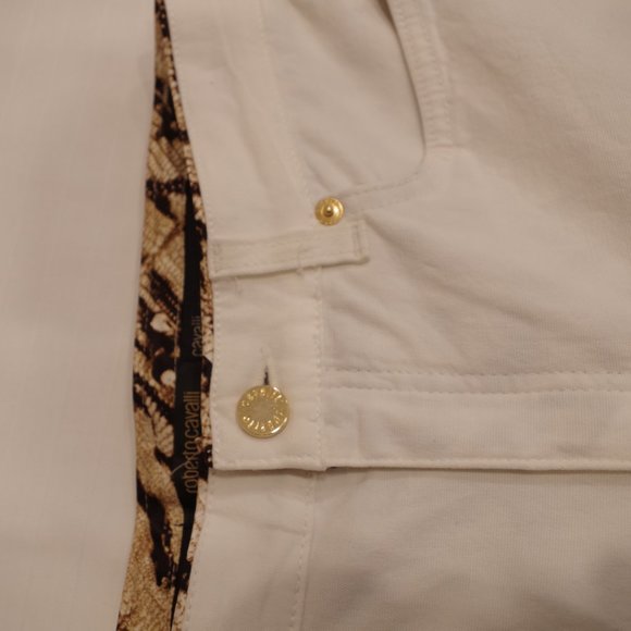 Roberto Cavalli White Mini Flare Stretch Cotton Twill Pant- Sz. XS - Picture 3 of 12
